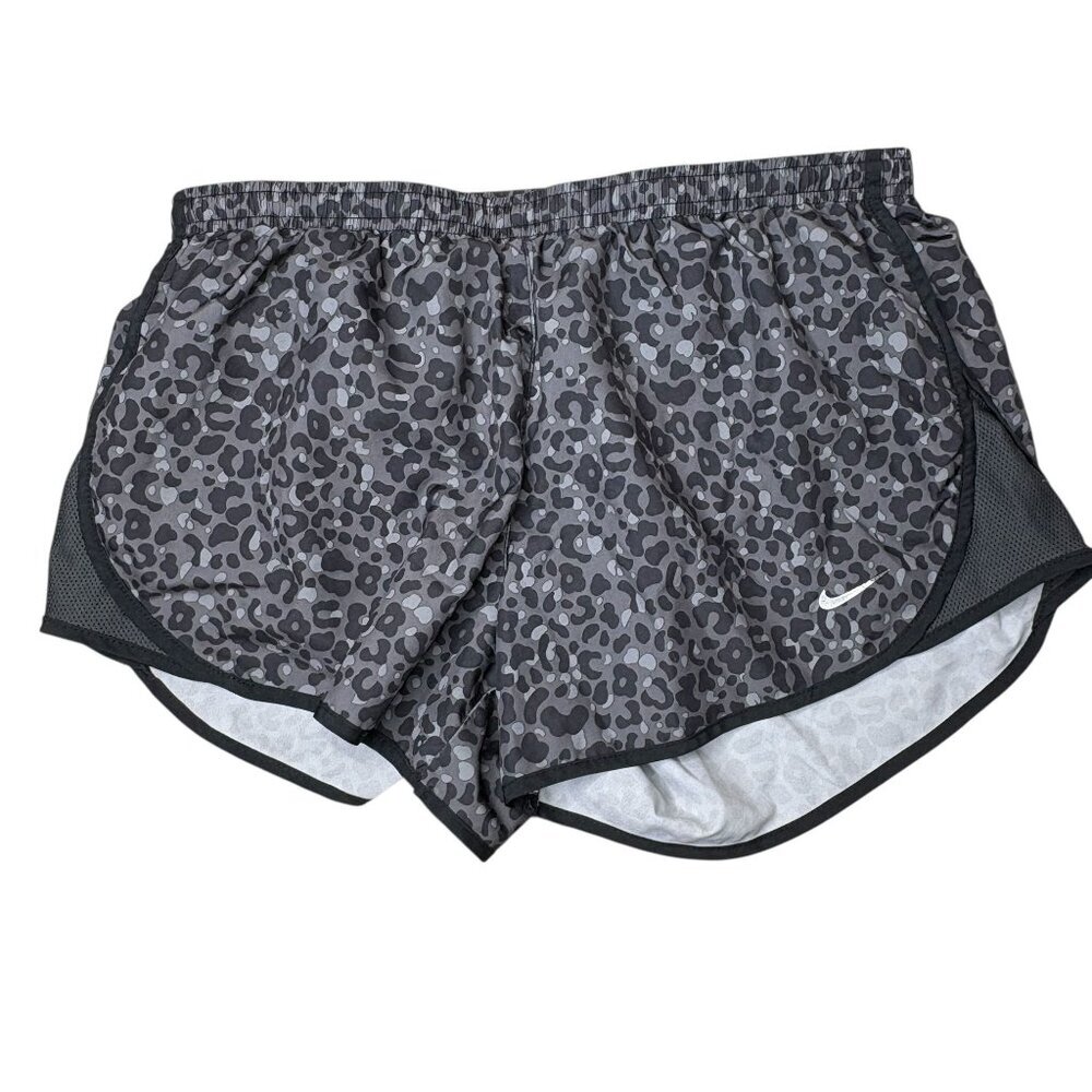 Nike Dri-Fit Cheetah Print Black Gray Running Shorts Size Medium